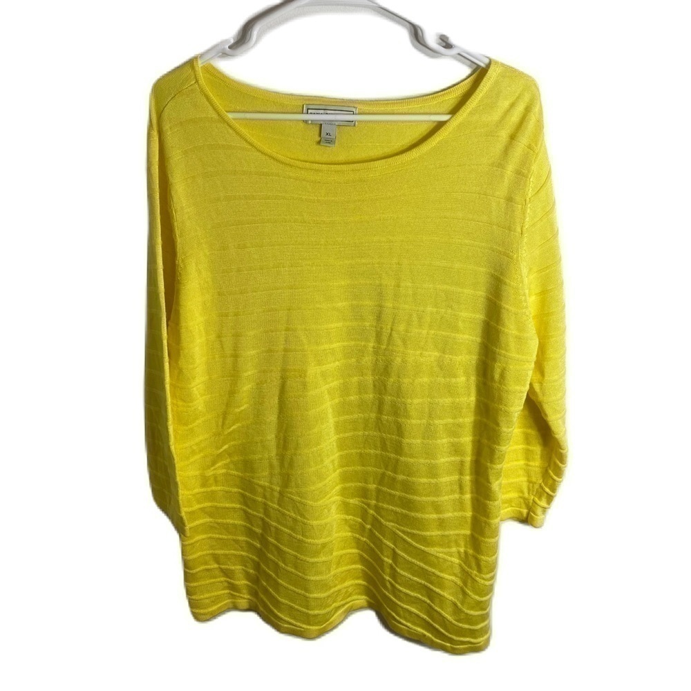 Dana Buchman Yellow Light Sweater Top XL Long Sleeve Women’s